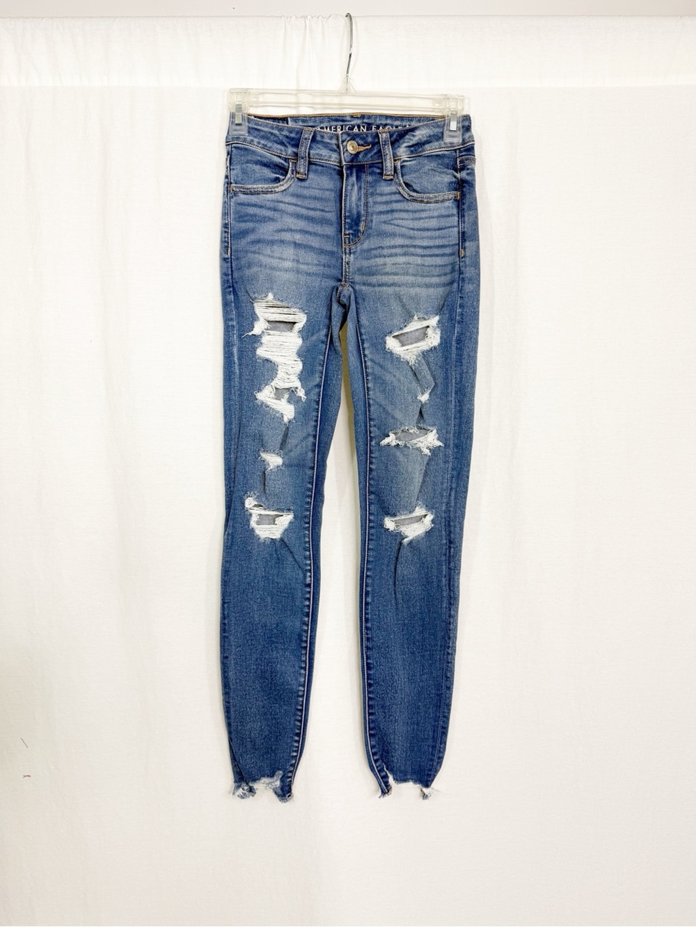 NEW American Eagle Outfitters Distressed Jegging Jeans, Size 00, Blue